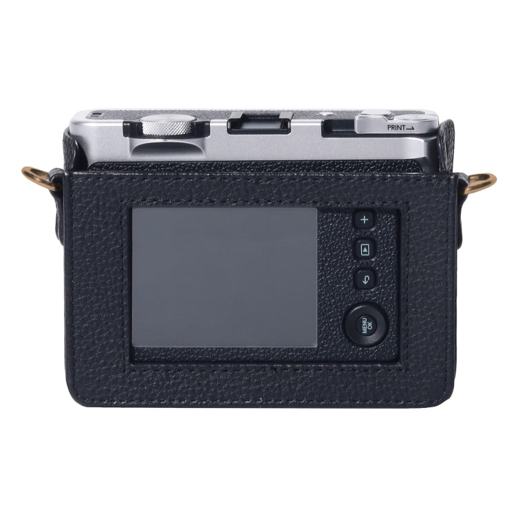 For FUJIFILM instax mini Evo Full Body Camera Genuine Leather Case Bag with Strap(Black) by bashfashion
