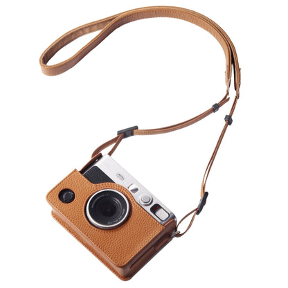 For FUJIFILM instax mini Evo Full Body Camera Genuine Leather Case Bag with Strap(Brown) by bashfashion