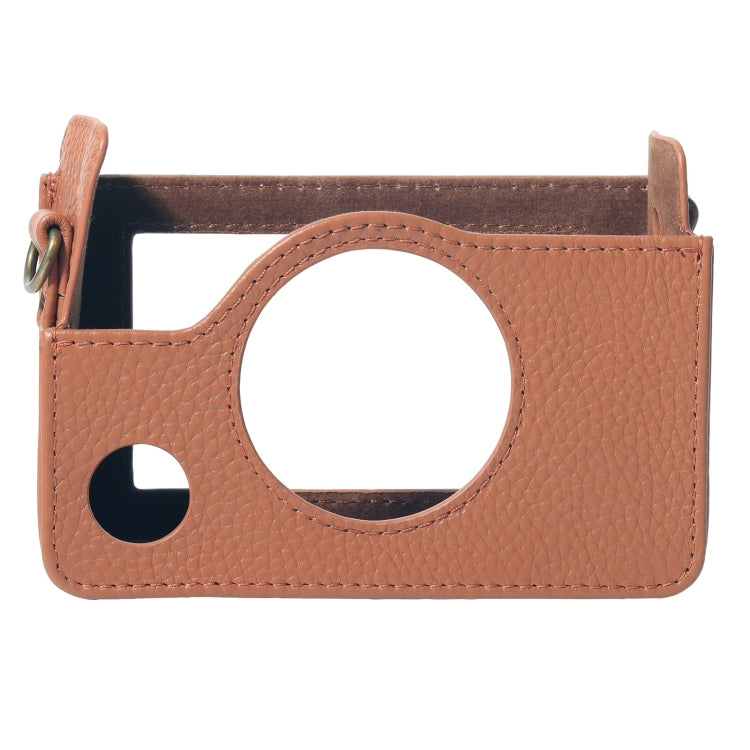 For FUJIFILM instax mini Evo Full Body Camera Genuine Leather Case Bag with Strap(Brown) by bashfashion