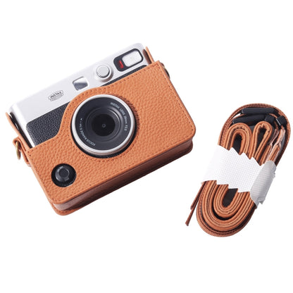 For FUJIFILM instax mini Evo Full Body Camera Genuine Leather Case Bag with Strap(Brown) by bashfashion