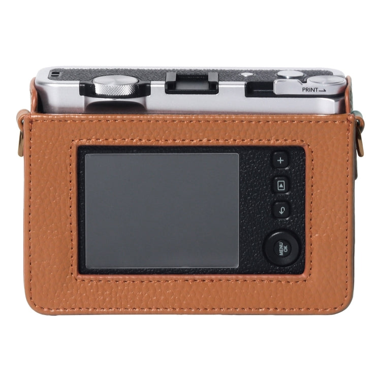 For FUJIFILM instax mini Evo Full Body Camera Genuine Leather Case Bag with Strap(Brown) by bashfashion