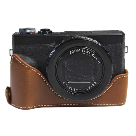1/4 inch Thread PU Leather Camera Half Case Base for Canon G7 X Mark III / G7 X3 (Brown) by bashfashion