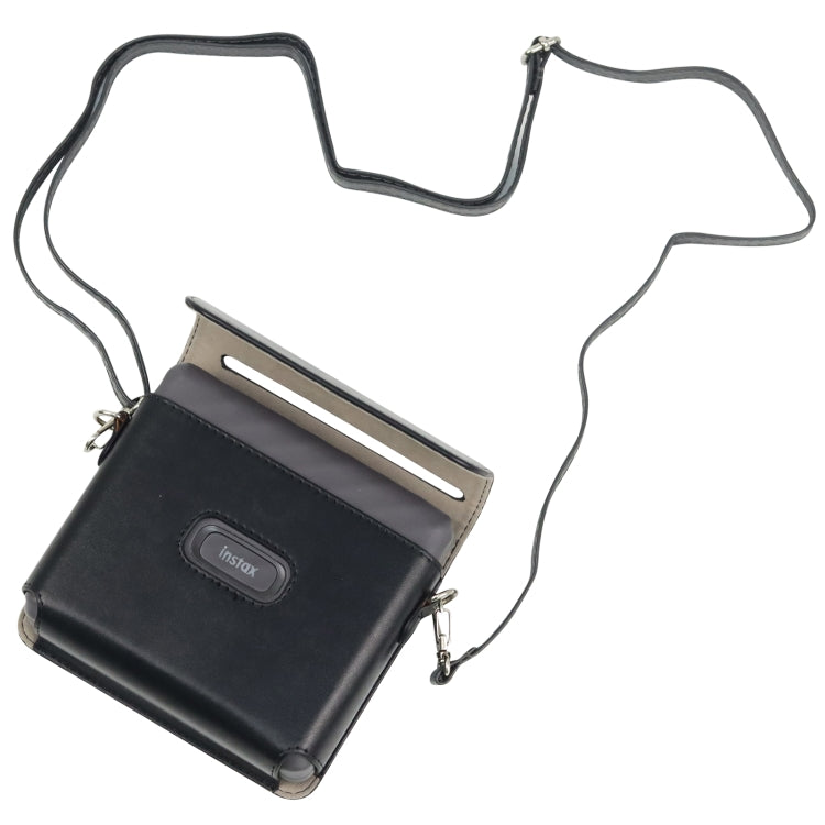 For FUJIFILM instax Link WIDE Full Body PU Leather Case Bag with Strap(Black) by bashfashion