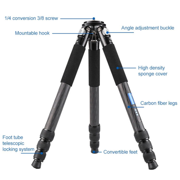 BEXIN RC334 Portable Collapsible Carbon Fiber Camera Tripod by BEXIN