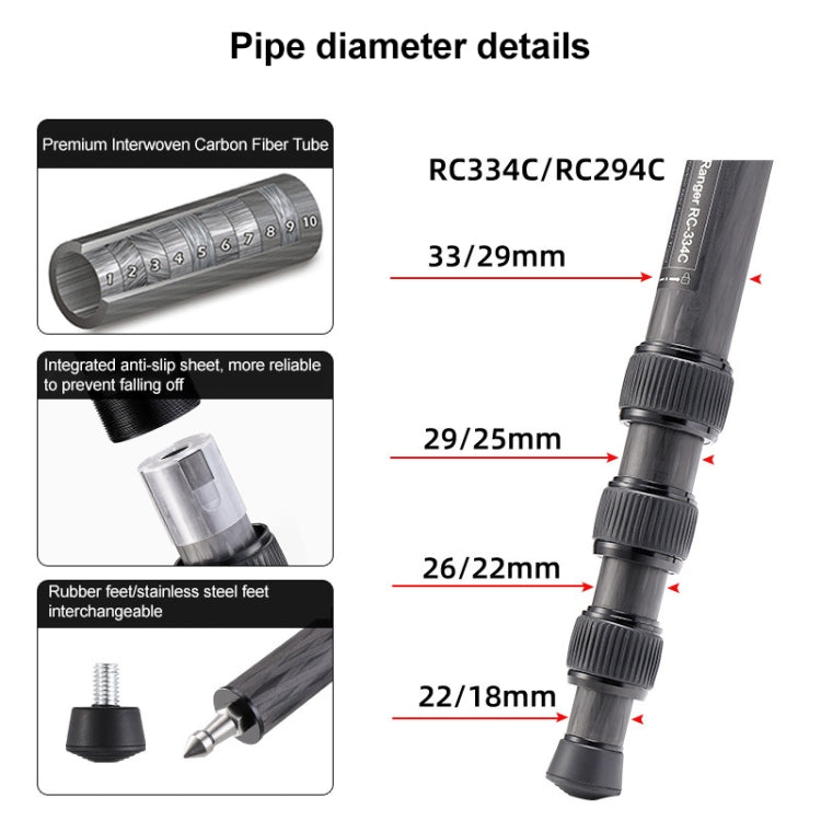 BEXIN RC334 Portable Collapsible Carbon Fiber Camera Tripod by BEXIN