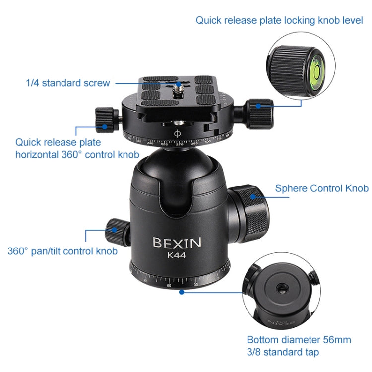 BEXIN RC334 Portable Collapsible Carbon Fiber Camera Tripod by BEXIN