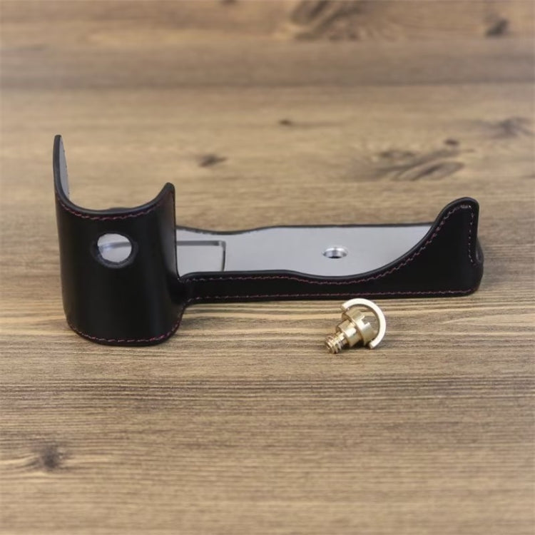 For Canon EOS R7 1/4 inch Thread PU Leather Camera Half Case Base (Black) by bashfashion