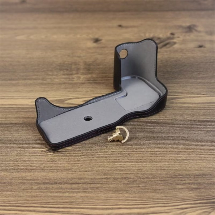 For Canon EOS R7 1/4 inch Thread PU Leather Camera Half Case Base (Coffee) by bashfashion