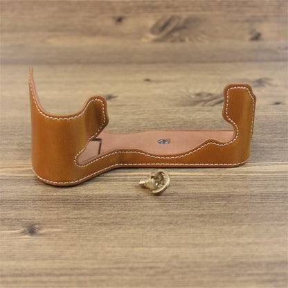 For Fujifilm XH2S 1/4 inch Thread PU Leather Camera Half Case Base (Brown) by bashfashion