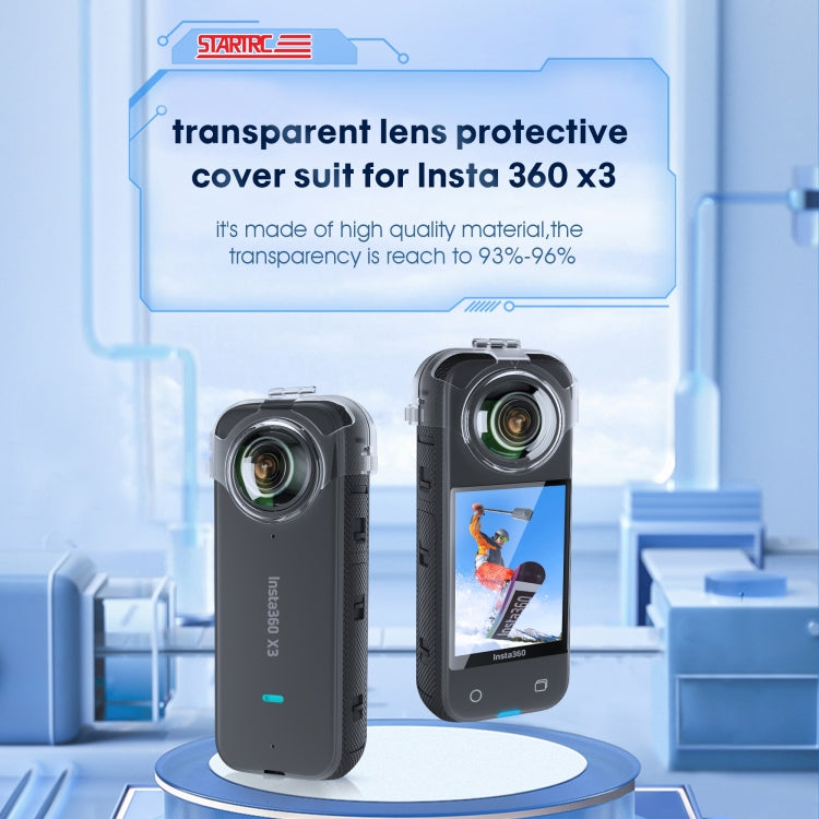For Insta360 X3 STARTRC No Disassembly Transparent Lens Protection Cover(Transparent) by STARTRC