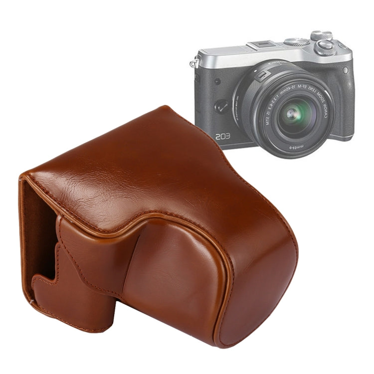 Full Body Camera PU Leather Case Bag with Strap for Canon EOS M6 (Brown) by bashfashion