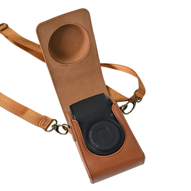 Full Body Camera PU Leather Case Bag with Strap for Ricoh GR / GRII / GRIII, Casio ZR1200 / ZR1500/ ZR2000/ ZR3500, ZR3600 / ZR3700 / ZR5500 (Brown) by bashfashion