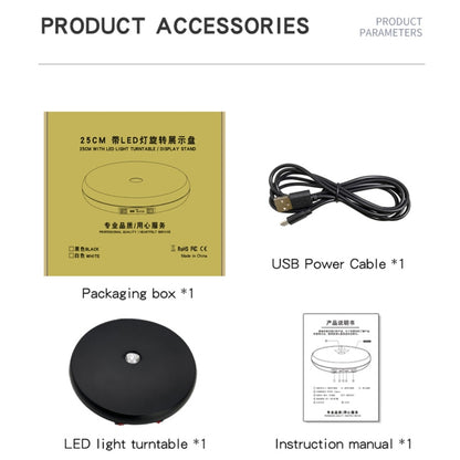 25cm LED Light Electric Rotating Display Stand Turntable (Black) by bashfashion