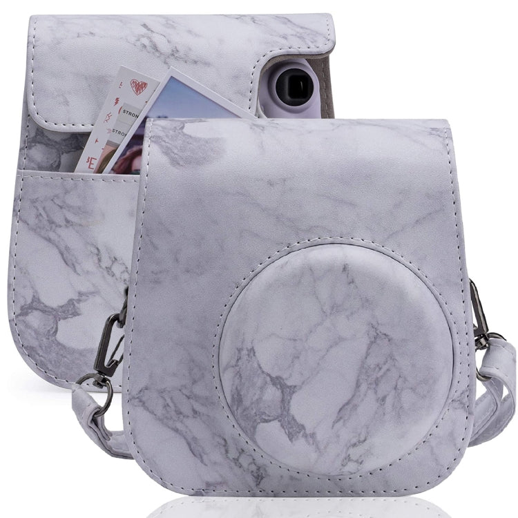 For FUJIFILM instax mini 11 / 9 / 8 Marble Full Body Leather Case Camera Bag with Strap by bashfashion