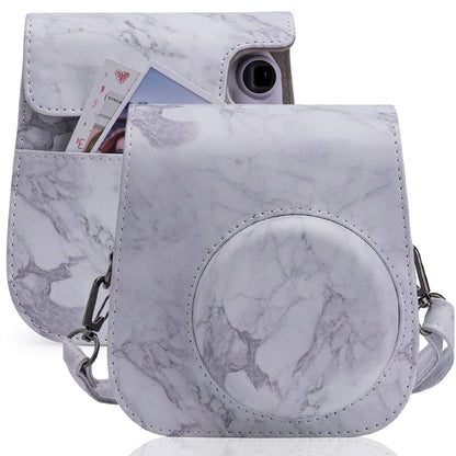 For FUJIFILM instax mini 11 / 9 / 8 Marble Full Body Leather Case Camera Bag with Strap by bashfashion