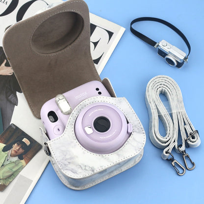 For FUJIFILM instax mini 11 / 9 / 8 Marble Full Body Leather Case Camera Bag with Strap by bashfashion