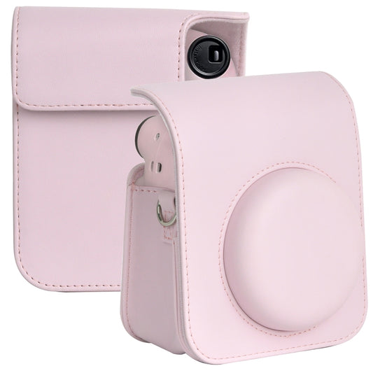 For FUJIFILM instax mini 12 Full Body Leather Case Camera Bag with Strap (Pink) by bashfashion