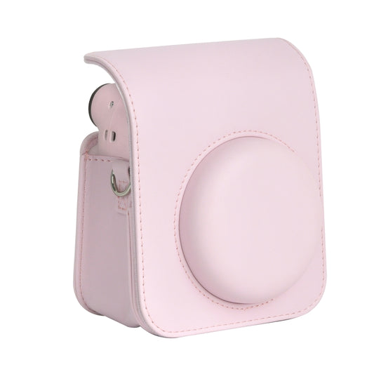 For FUJIFILM instax mini 12 Full Body Leather Case Camera Bag with Strap (Pink) by bashfashion