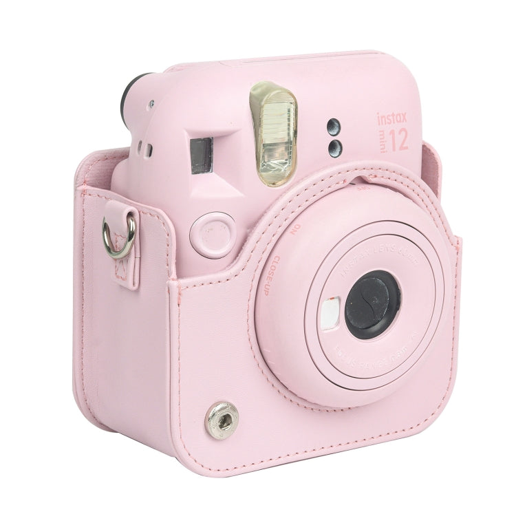 For FUJIFILM instax mini 12 Full Body Leather Case Camera Bag with Strap (Pink) by bashfashion