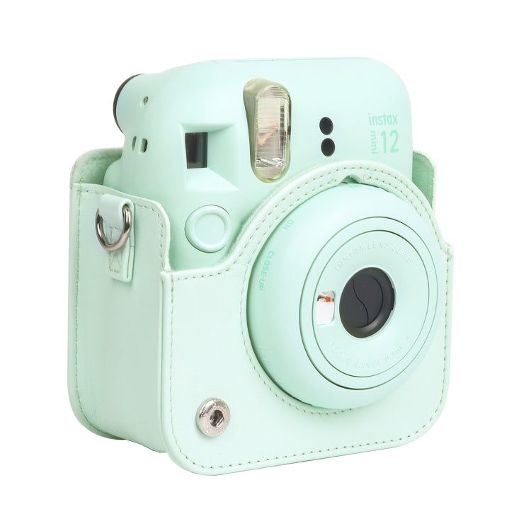 For FUJIFILM instax mini 12 Full Body Leather Case Camera Bag with Strap (Green) by bashfashion
