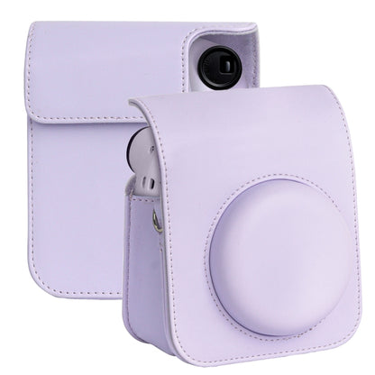 For FUJIFILM instax mini 12 Full Body Leather Case Camera Bag with Strap (Purple) by bashfashion