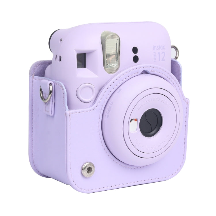 For FUJIFILM instax mini 12 Full Body Leather Case Camera Bag with Strap (Purple) by bashfashion