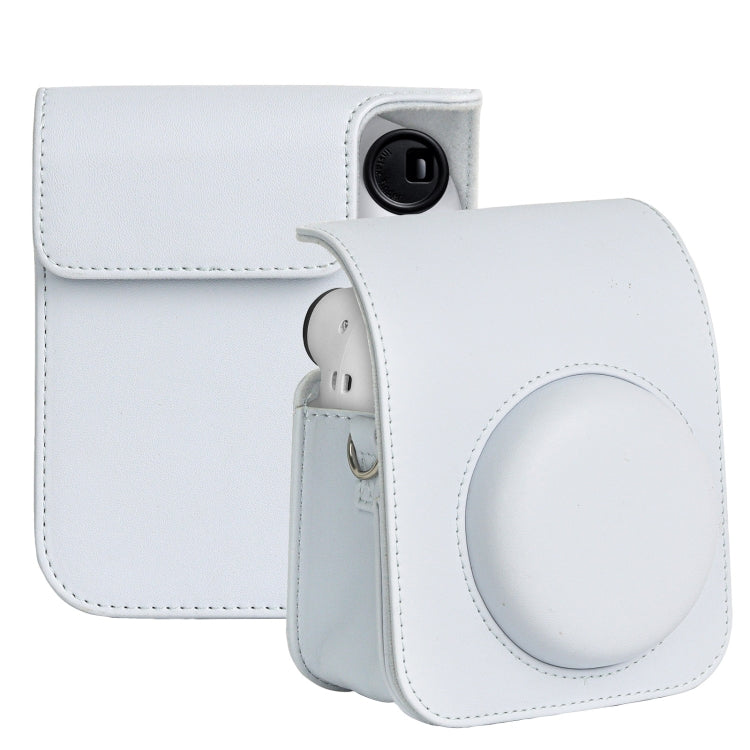 For FUJIFILM instax mini 12 Full Body Leather Case Camera Bag with Strap (White) by bashfashion