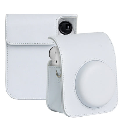 For FUJIFILM instax mini 12 Full Body Leather Case Camera Bag with Strap (White) by bashfashion