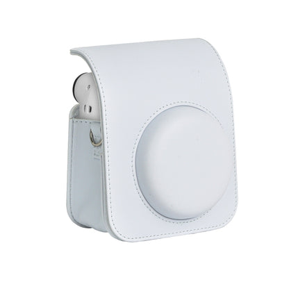 For FUJIFILM instax mini 12 Full Body Leather Case Camera Bag with Strap (White) by bashfashion