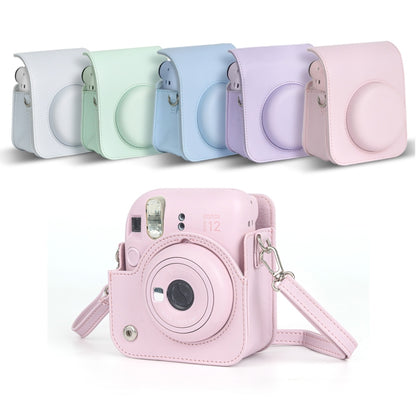 For FUJIFILM instax mini 12 Full Body Leather Case Camera Bag with Strap (Pink) by bashfashion