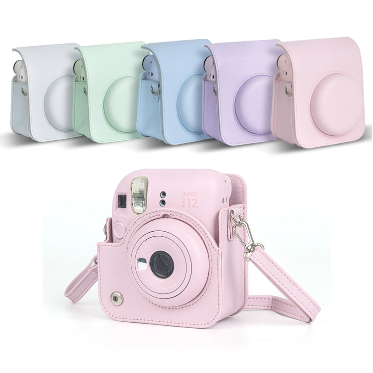 For FUJIFILM instax mini 12 Full Body Leather Case Camera Bag with Strap (White) by bashfashion