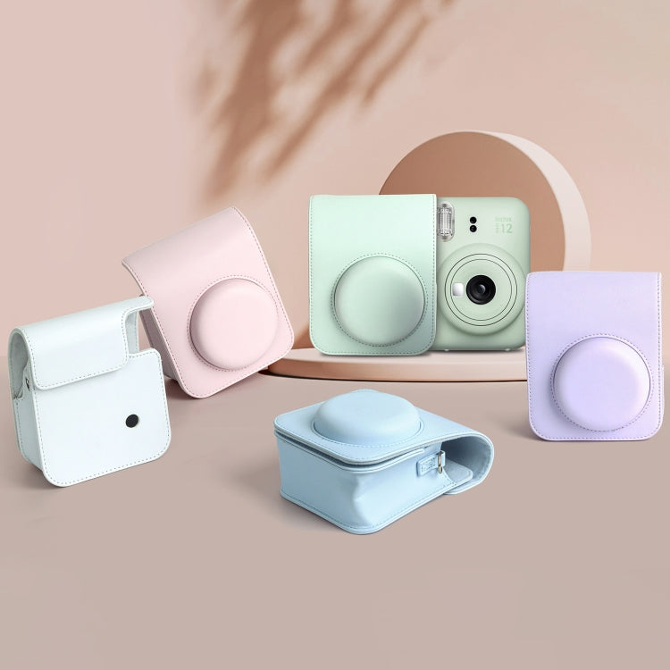 For FUJIFILM instax mini 12 Full Body Leather Case Camera Bag with Strap (Pink) by bashfashion