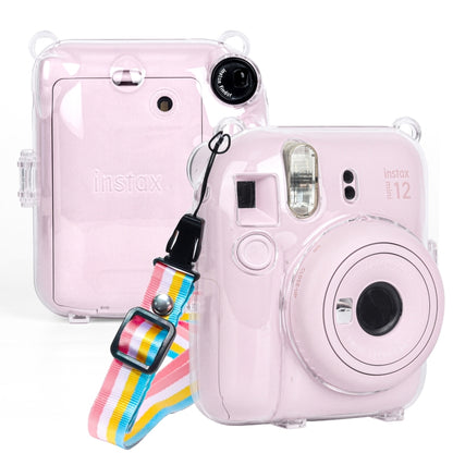 For FUJIFILM Instax mini 12 Crystal Hard Case Camera Bag with Shoulder Strap (Transparent) by bashfashion