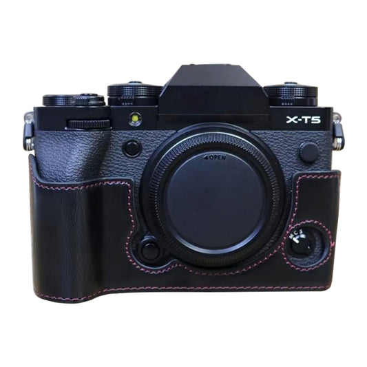 For FUJIFILM X-T5 1/4 inch Thread PU Leather Camera Half Case Base (Black) by bashfashion