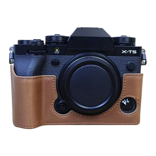For FUJIFILM X-T5 1/4 inch Thread PU Leather Camera Half Case Base (Coffee) by bashfashion