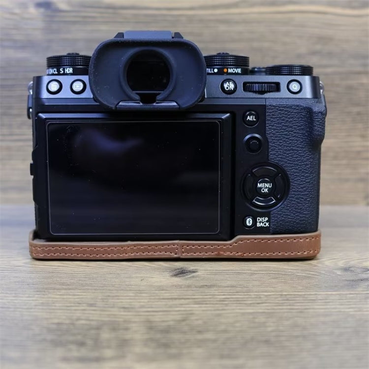 For FUJIFILM X-T5 1/4 inch Thread PU Leather Camera Half Case Base (Coffee) by bashfashion