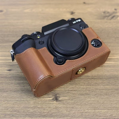For FUJIFILM X-T5 1/4 inch Thread PU Leather Camera Half Case Base (Coffee) by bashfashion