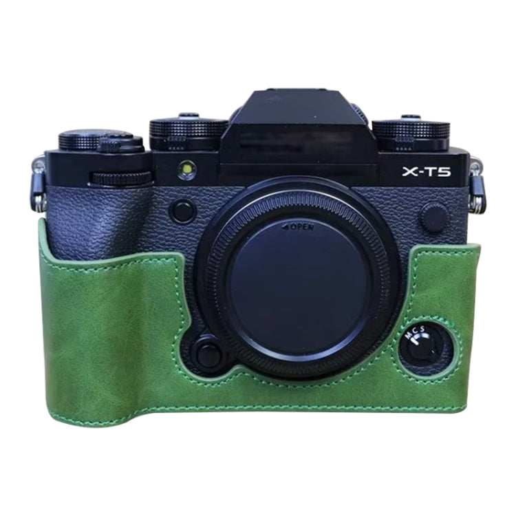 For FUJIFILM X-T5 1/4 inch Thread PU Leather Camera Half Case Base (Green) by bashfashion