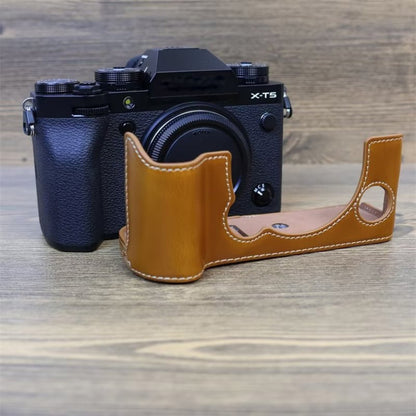 For FUJIFILM X-T5 1/4 inch Thread PU Leather Camera Half Case Base (Brown) by bashfashion