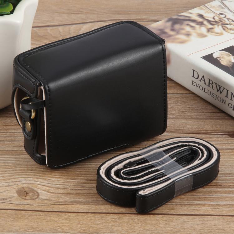 For Sony ZV-1F Vlog Camera Full Body Leather Camera Case Bag with Strap (Black) by bashfashion