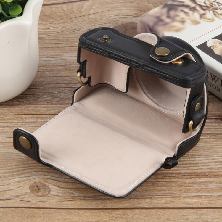 For Sony ZV-1F Vlog Camera Full Body Leather Camera Case Bag with Strap (Black) by bashfashion