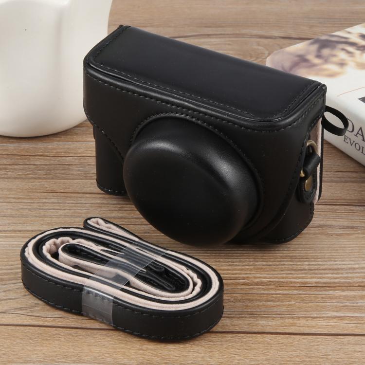 For Sony ZV-1F Vlog Camera Full Body Leather Camera Case Bag with Strap (Black) by bashfashion