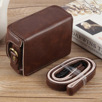 For Sony ZV-1F Vlog Camera Full Body Leather Camera Case Bag with Strap (Coffee) by bashfashion