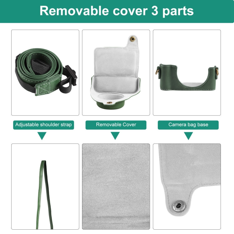 For Sony ZV-1F Vlog Camera Full Body Leather Camera Case Bag with Strap (Green) by bashfashion