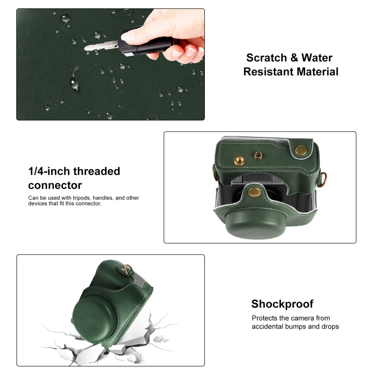 For Sony ZV-1F Vlog Camera Full Body Leather Camera Case Bag with Strap (Green) by bashfashion