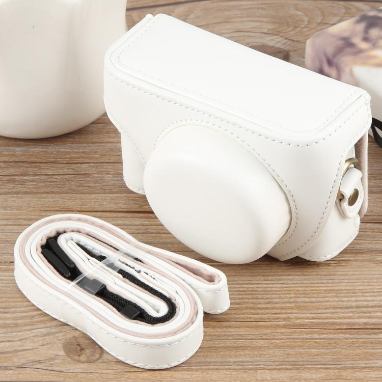 For Sony ZV-1F Vlog Camera Full Body Leather Camera Case Bag with Strap (White) by bashfashion