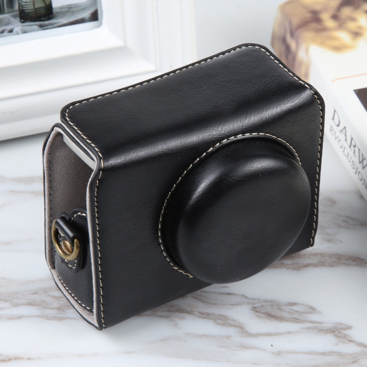 For Sony ZV-1F Vlog Camera Full Body Magnetic Leather Camera Case Bag with Strap (Black) by bashfashion