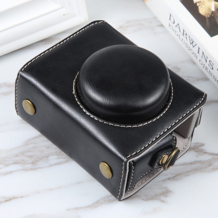 For Sony ZV-1F Vlog Camera Full Body Magnetic Leather Camera Case Bag with Strap (Black) by bashfashion