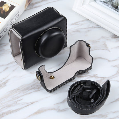 For Sony ZV-1F Vlog Camera Full Body Magnetic Leather Camera Case Bag with Strap (Black) by bashfashion