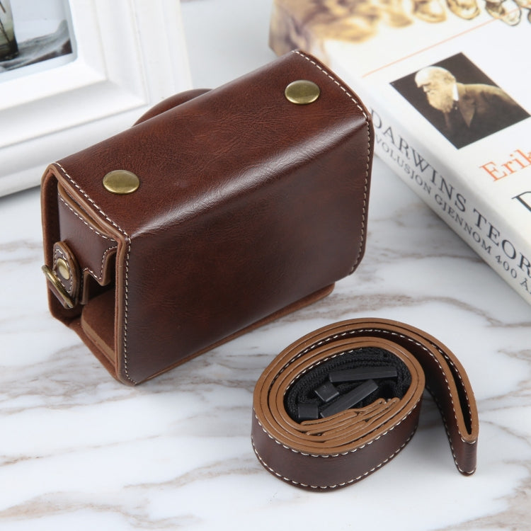 For Sony ZV-1F Vlog Camera Full Body Magnetic Leather Camera Case Bag with Strap (Coffee) by bashfashion